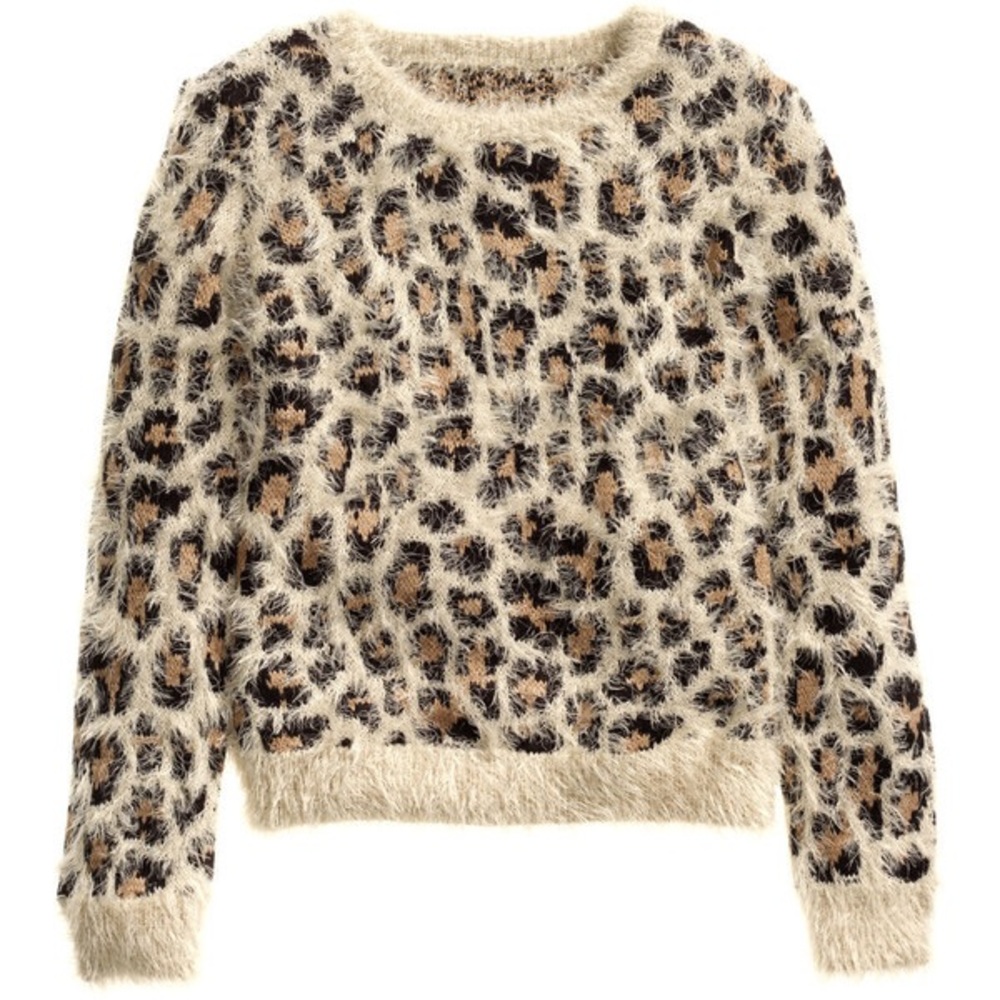 Leopard Print Chenille Knit Sweater